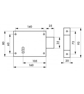 ZAMEK Z ZAPADKĄ 160MMX80MM...