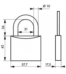 Kłódka Type 1+ 60Mm  Kabłąk...