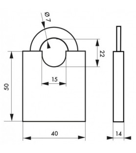 Kłódka do łańcuchów SHOULDER 40 mm Thirard - rysunek techniczny