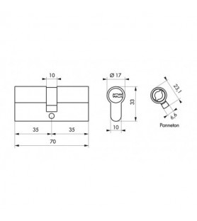 Wkładka TRANSIT 1 35x35 mm, funkcja awaryjna, 5 długich kluczy | Thirard