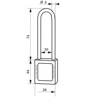 Kłódka Lock-out 38 mm kabłąk podwójny inox fi 12 | Thirard